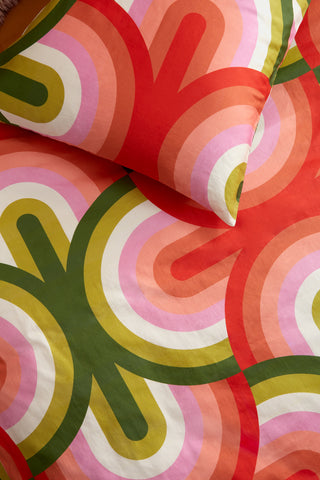 Colourful geometric 70s printed duvet cover in organic cotton